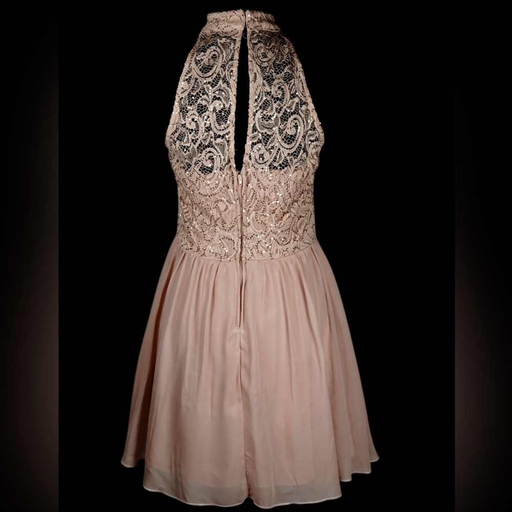 “Xtraordinary” Women’s Juniors Lace Sequin Halter Homecoming Dress Pink Size 11 - Picture 7 of 15
